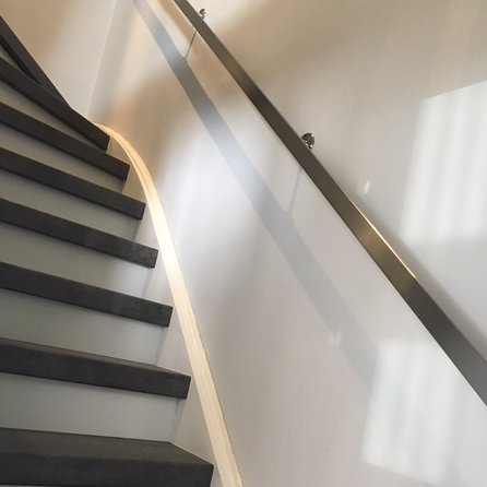 Inox trapleuning op maat - rechthoekig (40x10 mm) - incl. leuninghouders TYPE 4