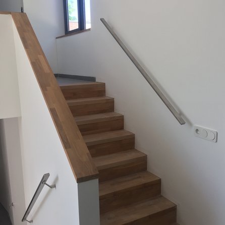 Inox trapleuning op maat - rechthoekig (40x20 mm) - incl. leuninghouders TYPE 7