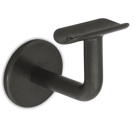 Gunmetal trapleuning (gecoat) op maat - rond smal - incl. leuninghouders TYPE 3 - coating zwarte staal look