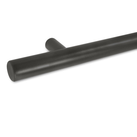Gunmetal trapleuning (gecoat) op maat - rond smal - incl. leuninghouders TYPE 14 - coating zwarte staal look