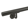 Gunmetal trapleuning (gecoat) op maat - rond smal - incl. leuninghouders TYPE 3 - coating zwarte staal look