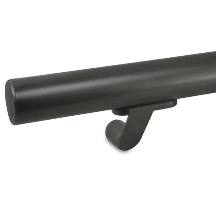 Gunmetal trapleuning (gecoat) op maat - rond - incl. leuninghouders TYPE 7 - coating zwarte staal look