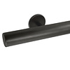 Gunmetal trapleuning (gecoat) op maat - rond - incl. leuninghouders TYPE 5 - coating zwarte staal look