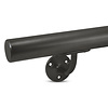 Gunmetal trapleuning (gecoat) op maat - rond - incl. leuninghouders TYPE 2 - coating zwarte staal look