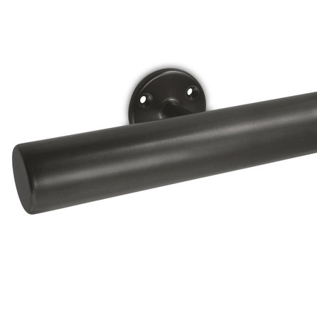 Gunmetal trapleuning (gecoat) op maat - rond - incl. leuninghouders TYPE 4 - coating zwarte staal look