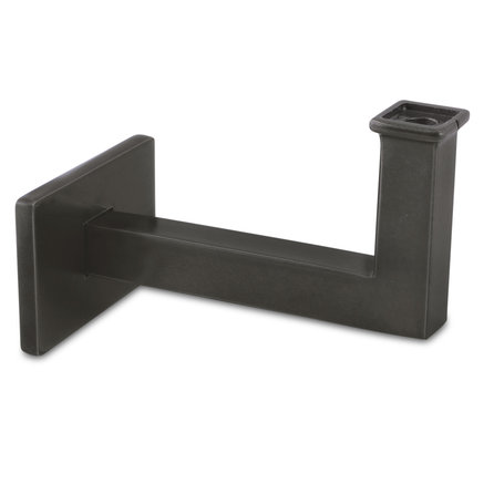 Gunmetal trapleuning (gecoat) op maat - rechthoekig (40x20 mm) - incl. leuninghouders TYPE 11 - coating zwarte staal look