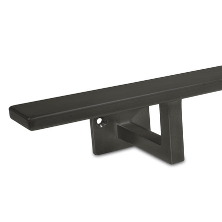 Gunmetal trapleuning (gecoat) op maat - rechthoekig (40x10 mm) - incl. leuninghouders TYPE 10 - coating zwarte staal look