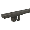Gunmetal trapleuning (gecoat) op maat - rechthoekig (40x20 mm) - incl. leuninghouders TYPE 1 - coating zwarte staal look