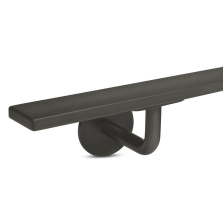 Gunmetal trapleuning (gecoat) op maat - rechthoekig (40x10 mm) - incl. leuninghouders TYPE 3 - coating zwarte staal look