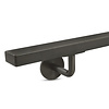Gunmetal trapleuning (gecoat) op maat - rechthoekig (40x20 mm) - incl. leuninghouders TYPE 3 - coating zwarte staal look