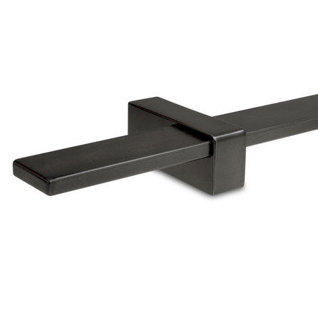 Gunmetal trapleuning (gecoat) op maat - rechthoekig (40x10 mm) - incl. leuninghouders TYPE 13 - coating zwarte staal look