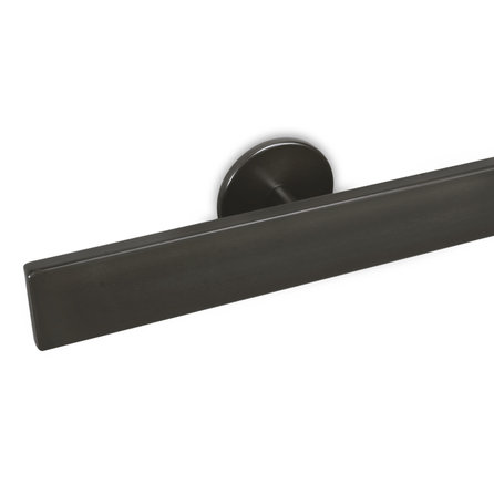 Gunmetal trapleuning (gecoat) op maat - rechthoekig (40x10 mm) - incl. leuninghouders TYPE 5 - coating zwarte staal look
