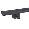 Antraciet trapleuning (gecoat) op maat - rechthoekig (40x15 mm) - incl. leuninghouders TYPE 3 - coating donkergrijs RAL 7016 of 7021