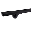 Zwarte trapleuning (gecoat) op maat - rechthoekig (40x15 mm) - incl. leuninghouders TYPE 7 - coating zwart RAL 9005