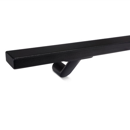 Zwarte trapleuning (gecoat) op maat - rechthoekig (40x15 mm) - incl. leuninghouders TYPE 7 - coating zwart RAL 9005
