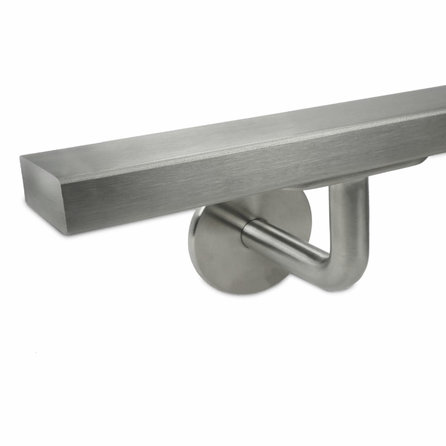 Inox trapleuning op maat - rechthoekig (40x15 mm) - incl. leuninghouders TYPE 3