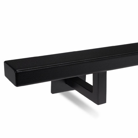 Zwarte trapleuning (gecoat) op maat - voor buiten - rechthoekig (40x20 mm) - incl. leuninghouders TYPE 11 - coating zwart RAL 9005