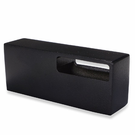 Zwarte trapleuning (gecoat) op maat - voor buiten - rechthoekig (40x10 mm) - incl. leuninghouders TYPE 13 - coating zwart RAL 9005