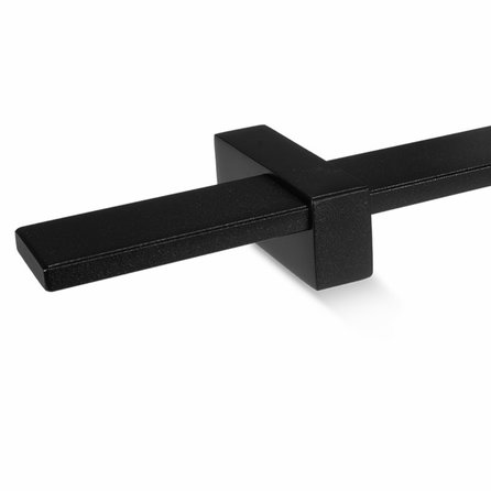 Zwarte trapleuning (gecoat) op maat - voor buiten - rechthoekig (40x10 mm) - incl. leuninghouders TYPE 13 - coating zwart RAL 9005