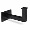Zwarte trapleuning (gecoat) op maat - voor buiten - rechthoekig (40x10 mm) - incl. leuninghouders TYPE 11 - coating zwart RAL 9005