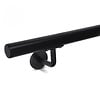 Zwarte trapleuning (gecoat) op maat - voor buiten - rond smal - incl. leuninghouders TYPE 3 - coating zwart RAL 9005