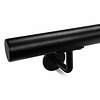 Zwarte trapleuning (gecoat) op maat - voor buiten - rond - incl. leuninghouders TYPE 3 - coating zwart RAL 9005