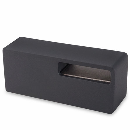 Antraciet trapleuning (gecoat) op maat - rechthoekig (40x10 mm) - incl. leuninghouders TYPE 13 - coating donkergrijs RAL 7016 of 7021 - voor buiten