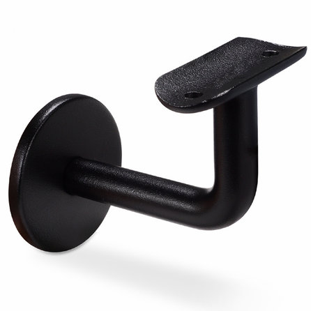Zwarte trapleuning (gecoat) op maat - voor buiten - rond - incl. leuninghouders TYPE 3 - coating zwart RAL 9005