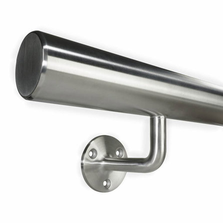 Inox trapleuning op maat - rond - incl. leuninghouders TYPE 1 - volledig gelast