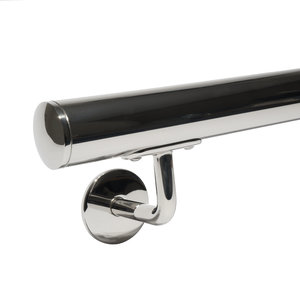 Inox trapleuning - gepolijst - rond - incl. dragers TYPE 3