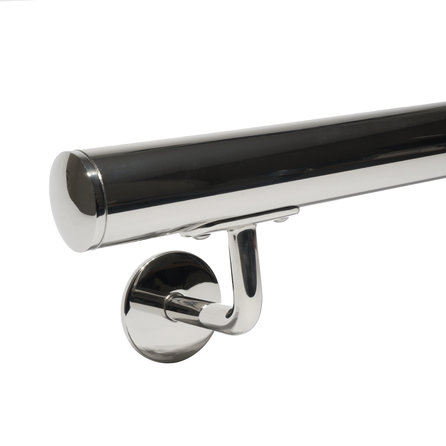 Inox trapleuning op maat - gepolijst - rond - incl. leuninghouders TYPE 3