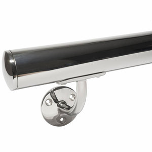 Inox trapleuning - gepolijst - rond - incl. dragers TYPE 2