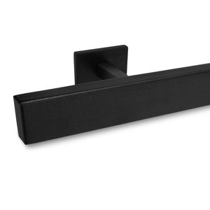 Zwarte trapleuning - rechthoekig (40x15 mm) - incl. dragers TYPE 16