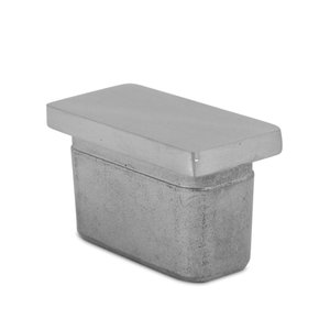 Inox einddop - 40x20 mm - plat / recht - geborsteld