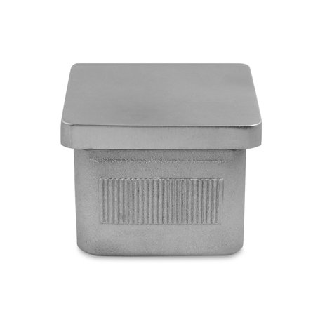 Inox einddop -  t.b.v. vierkante leuning 40x40 mm - plat / recht - geborsteld RVS