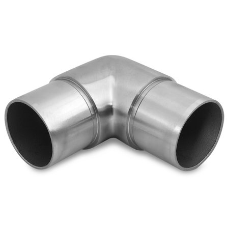 Inox bocht - 90 graden - t.b.v. ronde leuning 42,4 mm