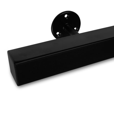 Zwarte trapleuning (gecoat) op maat - vierkant (40x40 mm) - incl. leuninghouders TYPE 4 - coating zwart RAL 9005