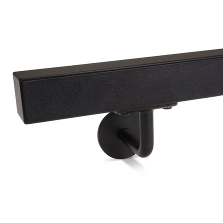 Zwarte trapleuning (gecoat) op maat - vierkant (40x40 mm) - incl. leuninghouders TYPE 3 - coating zwart RAL 9005