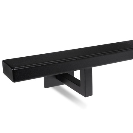 Zwarte trapleuning (gecoat) op maat - rechthoekig (40x20 mm) - incl. leuninghouders TYPE 11 - coating zwart RAL 9005