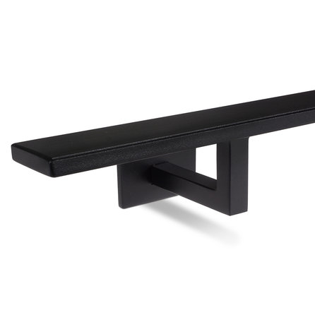 Zwarte trapleuning (gecoat) op maat - rechthoekig (40x10 mm) - incl. leuninghouders TYPE 11 - coating zwart RAL 9005