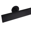 Zwarte trapleuning (gecoat) op maat - rechthoekig (40x10 mm) - incl. leuninghouders TYPE 5 - coating zwart RAL 9005