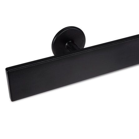 Zwarte trapleuning (gecoat) op maat - rechthoekig (40x10 mm) - incl. leuninghouders TYPE 5 - coating zwart RAL 9005