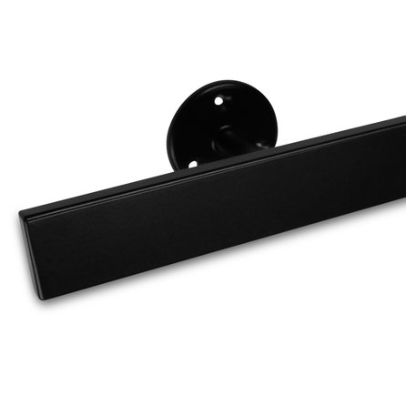 Zwarte trapleuning (gecoat) op maat - rechthoekig (40x10 mm) - incl. leuninghouders TYPE 4 - coating zwart RAL 9005