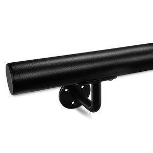 Zwarte trapleuning - rond - incl. dragers TYPE 1