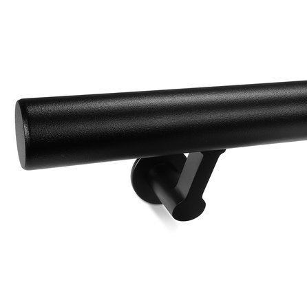 Zwarte trapleuning (gecoat) op maat - rond - incl. leuninghouders TYPE 17 - coating zwart RAL 9005