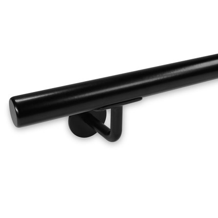 Zwarte trapleuning (gecoat) op maat - rond smal - incl. leuninghouders TYPE 3 - coating zwart RAL 9005