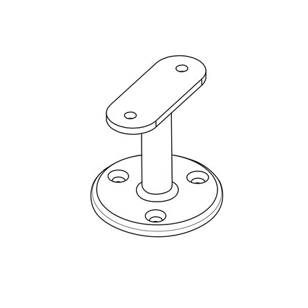 Leuninghouder in RAL kleur naar wens - TYPE 4 - recht - voor rechthoekige / vierkante trapleuningen - coating in iedere RAL kleur