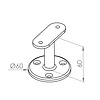 Antraciet leuninghouder - TYPE 4 - recht - voor rechthoekige / vierkante trapleuningen - coating donkergrijs RAL 7016 of 7021