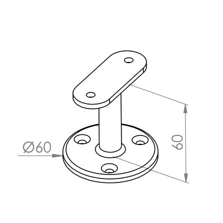 Antraciet leuninghouder - TYPE 4 - recht - voor rechthoekige / vierkante trapleuningen - coating donkergrijs RAL 7016 of 7021