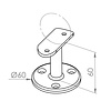 Inox leuninghouder - TYPE 4 - rond - voor ronde trapleuningen (42,4 mm) - voor buiten